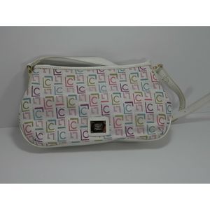 Liz Claiborne white crossover w/ pastel writing